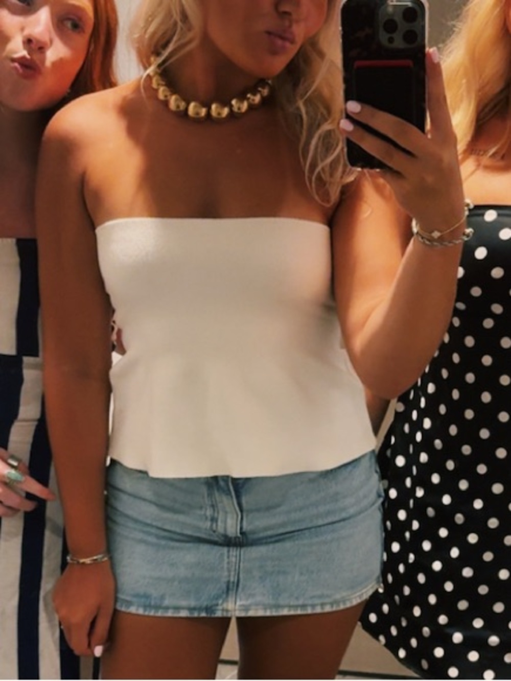 Papermoon Strapless White Peplum Top
